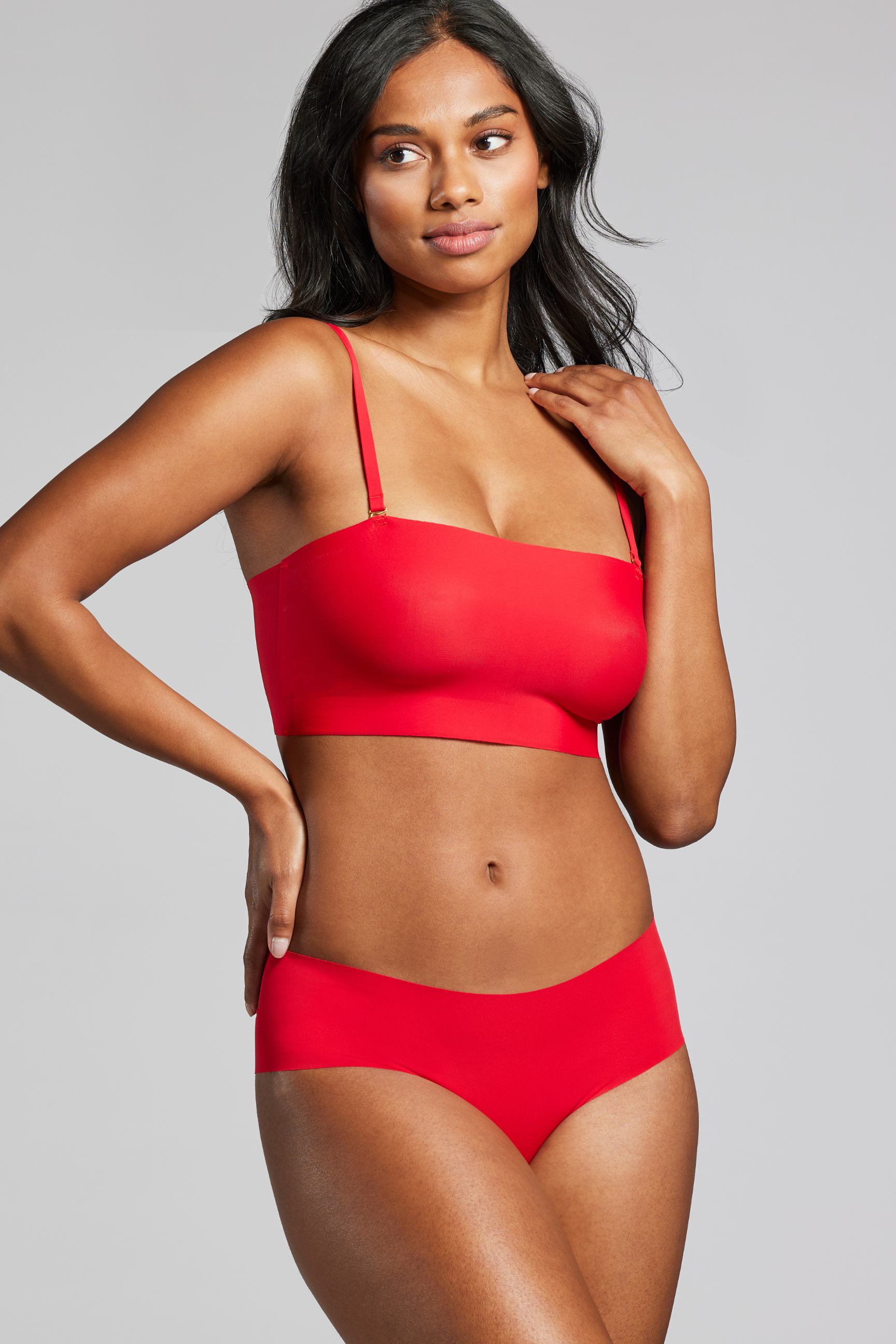 Microfiber Bandeau Bralette - Siella - Color: Chilean Red Rouge chilien