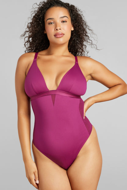 Sexy Smooth Shaping Bodysuit - SIELLA - Color: Plum Prune