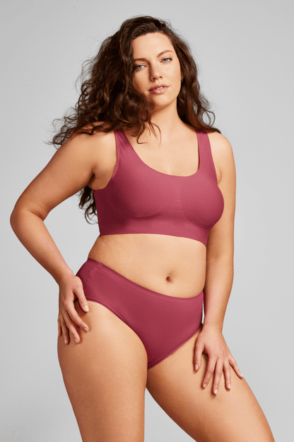 Breathable Scoop Neck Bralette - Siella - Color: Enchanted Pink Fuschia