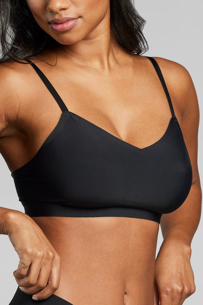 Invisible V-Neck Bra - Siella - Color: Black Noir