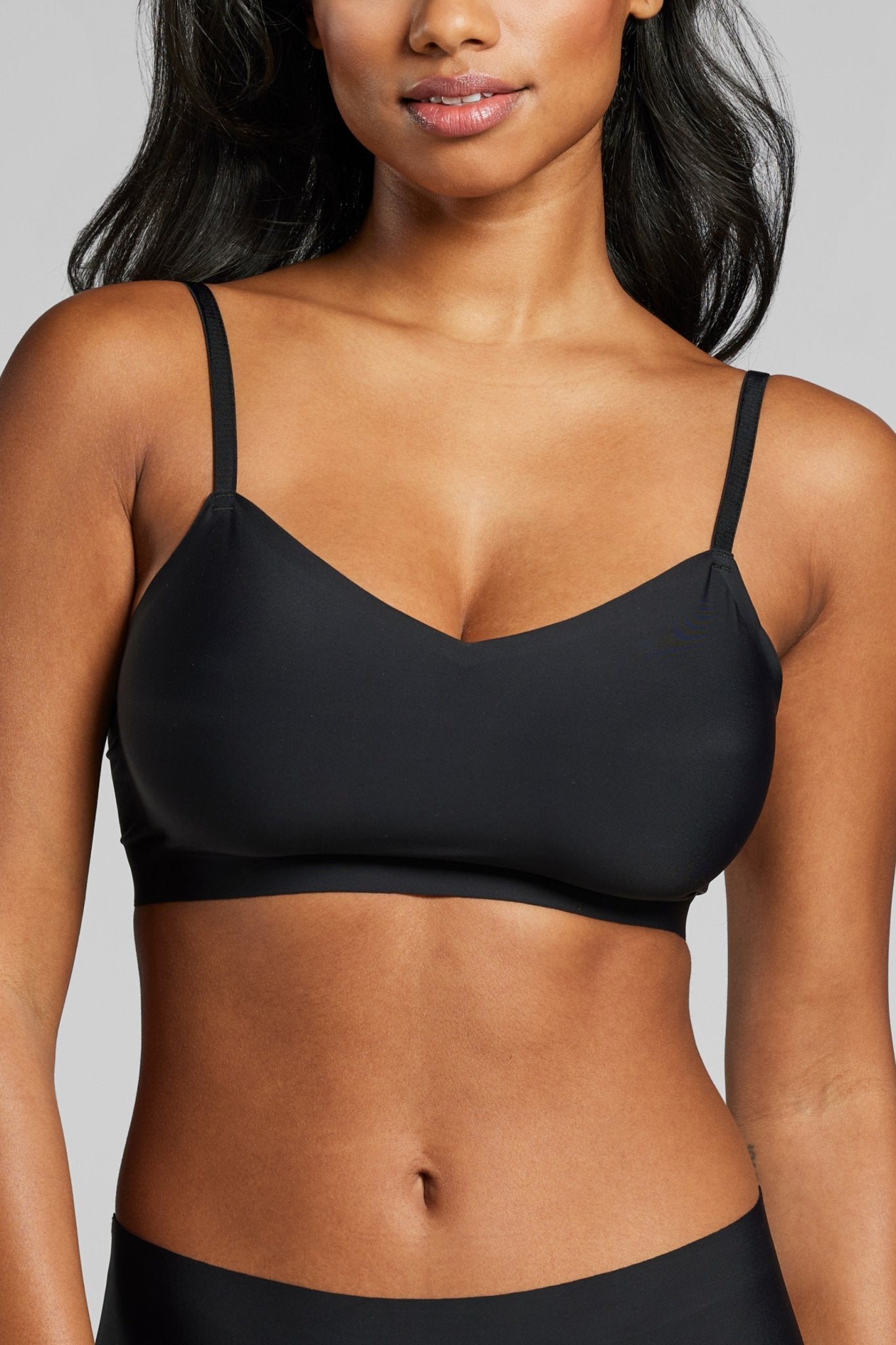 Invisible V-Neck Bra - Siella - Color: Black Noir