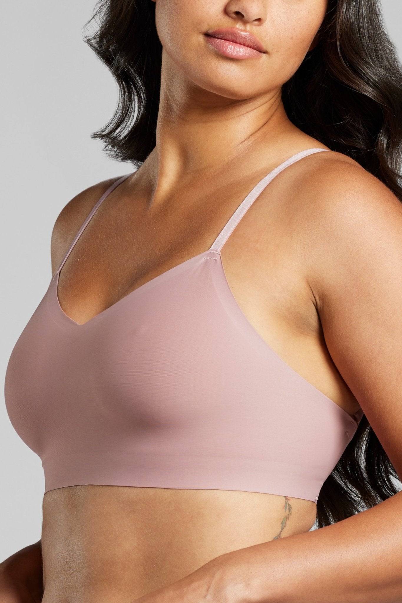 Invisible V-Neck Bra - Siella - Color: Dusty Rose Vieux rose