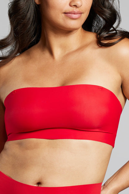 Microfiber Bandeau Bralette - Siella - Color: Chilean Red Rouge chilien