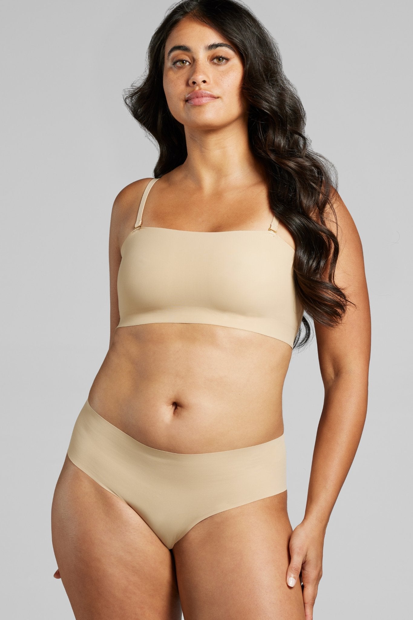 Microfiber Bandeau Bralette - Siella - Color: Cuban Sand Sable cubain