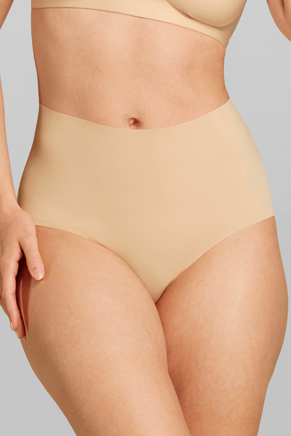 Microfiber High Waist Brief - Siella - Color: Cuban Sand Sable cubain