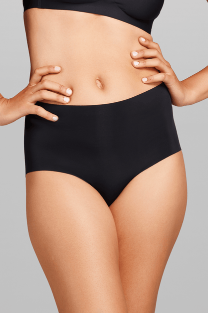 Microfiber High Waist Brief - Siella - Color: Black Noir