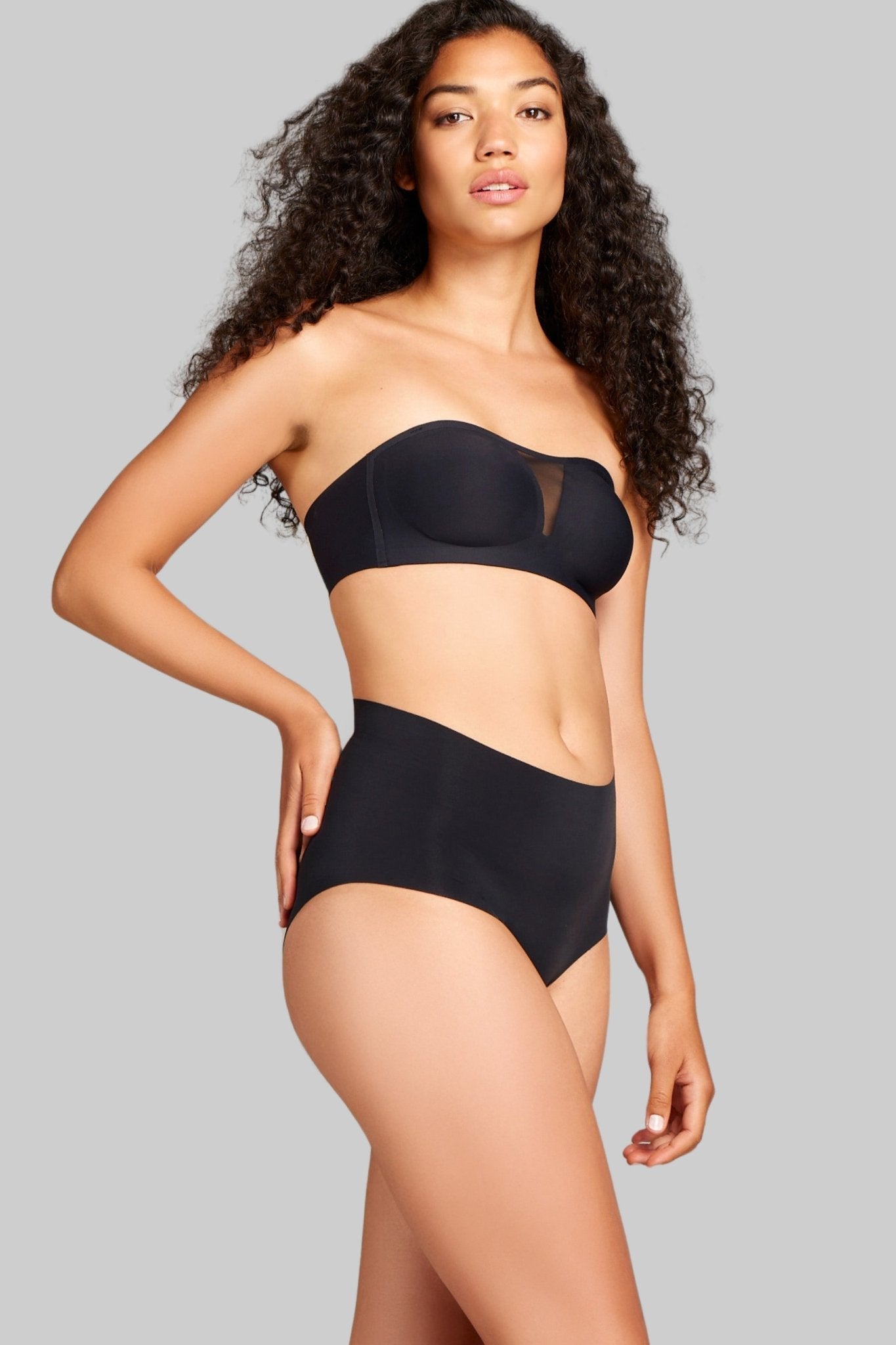 Microfiber High Waist Brief - Siella - Color: Black Noir