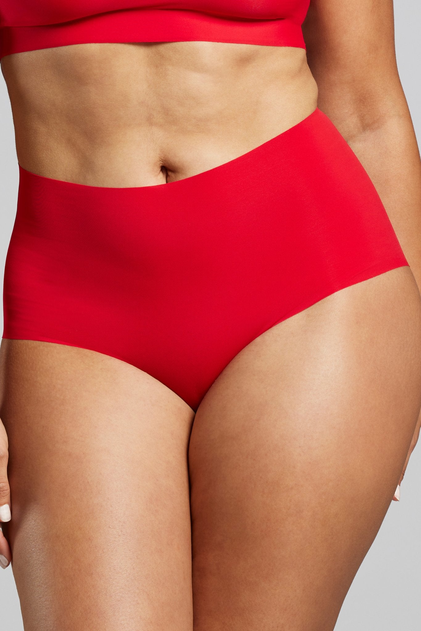 Microfiber High Waist Brief - Siella - Color: Chilean Red Rouge chilien