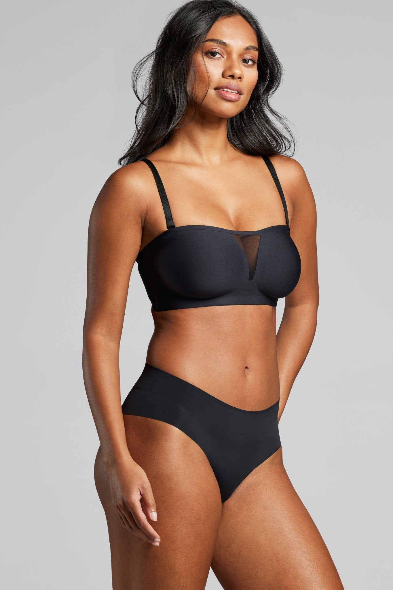 Microfiber Multiway Bra - Siella - Color: Black Noir