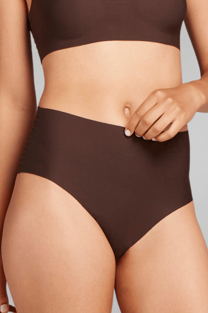 No-Show High Waist Brief - Siella - Color: Coffee Bean Café