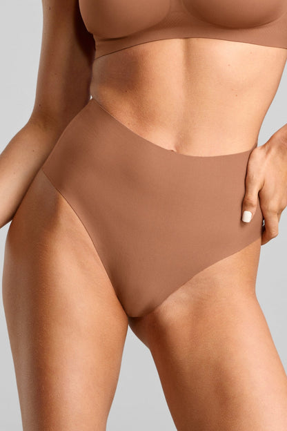 No-Show High Waist Brief - Siella - Color: Toffee Caramel