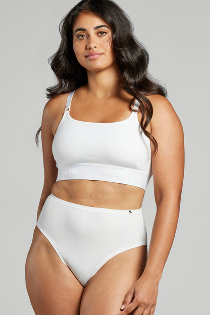 Organic Cotton High Waist Brief - Siella - Color: White Blanc