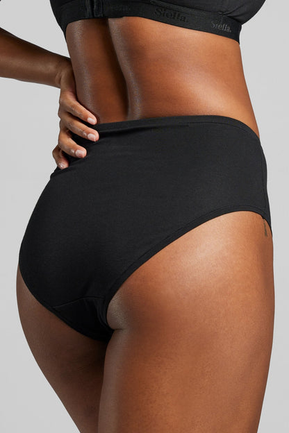 Organic Cotton High Waist Brief - Siella - Color: Black Noir