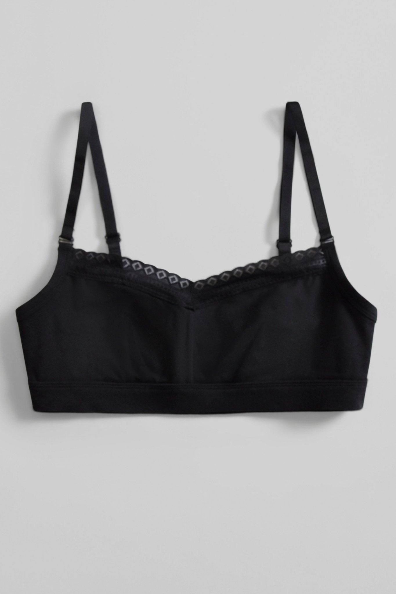 Organic Cotton Lace Balconette Bra - Siella - Color: Black Noir