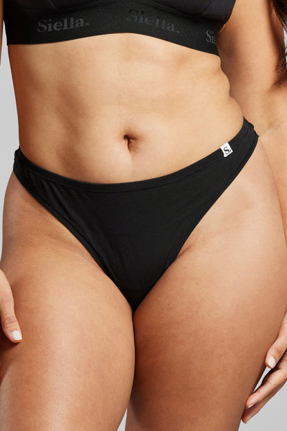 Organic Cotton Thong - Siella - Color: Black Noir