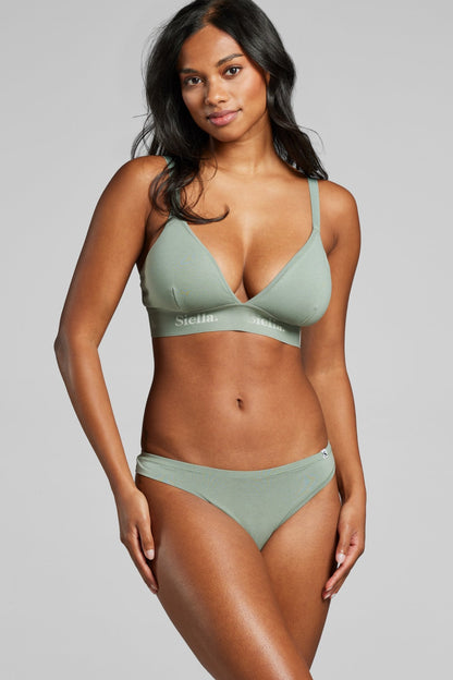 Organic Cotton Triangle Padded Bra - Siella - Color: Sage Sauge