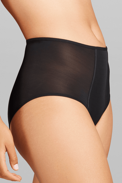 Power Mesh High Waist Brief - Siella - Color: Black Noir