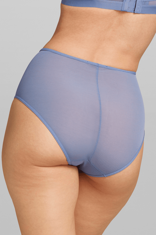 Power Mesh High Waist Brief - Siella - Color: Blue Grey Bleu gris