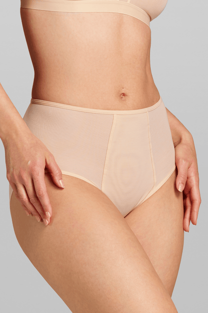 Power Mesh High Waist Brief - Siella - Color: Sand Sable