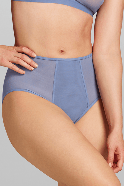 Power Mesh High Waist Brief - Siella - Color: Blue Grey Bleu gris