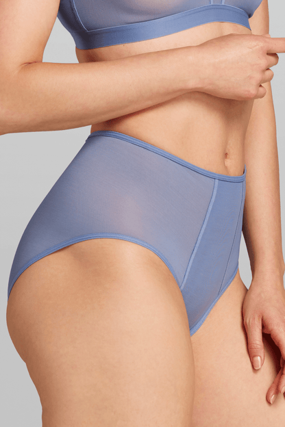 Power Mesh High Waist Brief - Siella - Color: Blue Grey Bleu gris