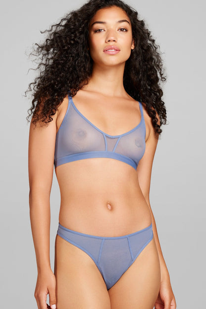 Power Mesh Thong - Siella - Color: Blue Grey Bleu gris