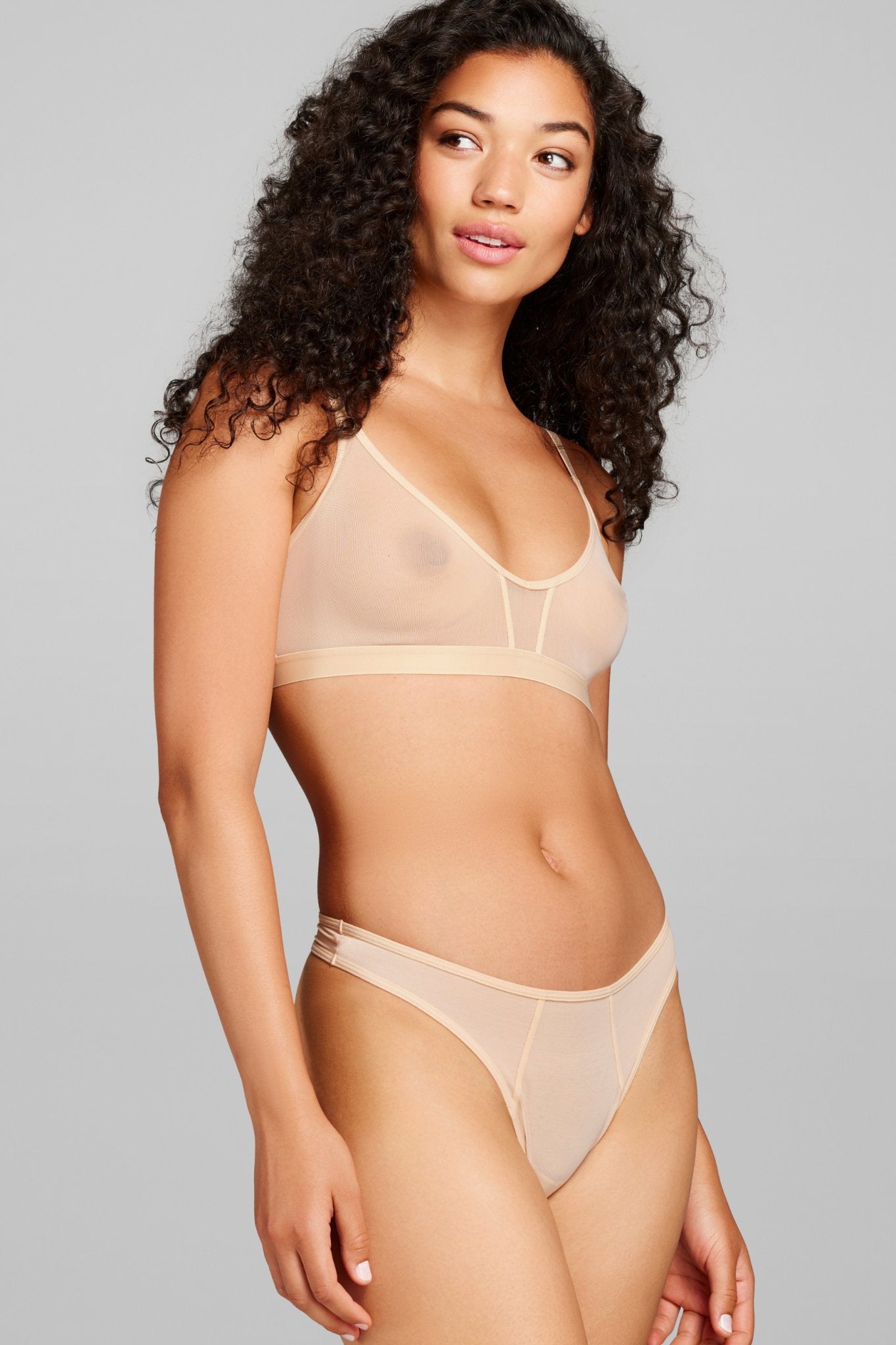 Power Mesh Thong - Siella - Color: Sand Sable