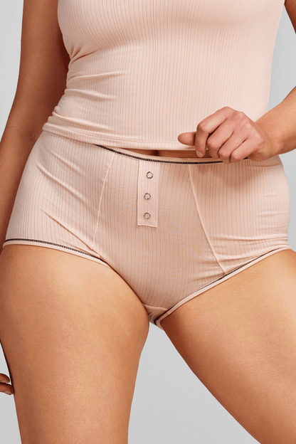 Sheer Modal Boy Short Brief - Siella - Color: Peach Whip Pêche fouetté