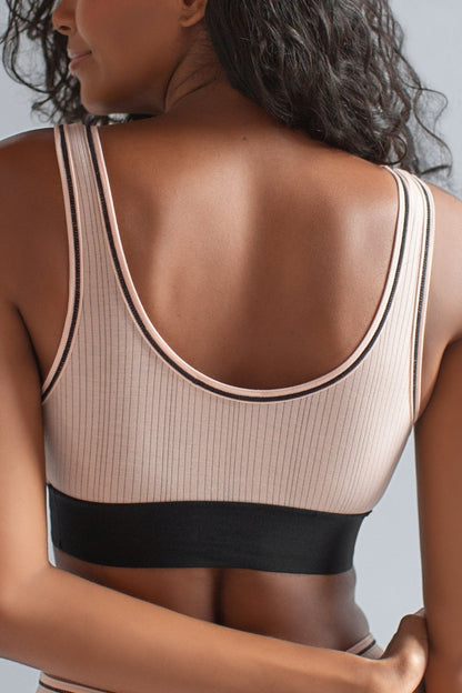 Sheer Modal Scoop Neck Bralette - Siella - Color: Peach Whip Pêche fouetté