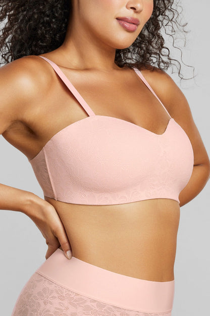 Soft Lace Balconette Foam Bra - SIELLA - Color: Barely Pink Rose délicat