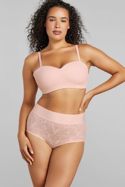 Soft Lace Balconette Foam Bra - SIELLA - Color: Barely Pink Rose délicat