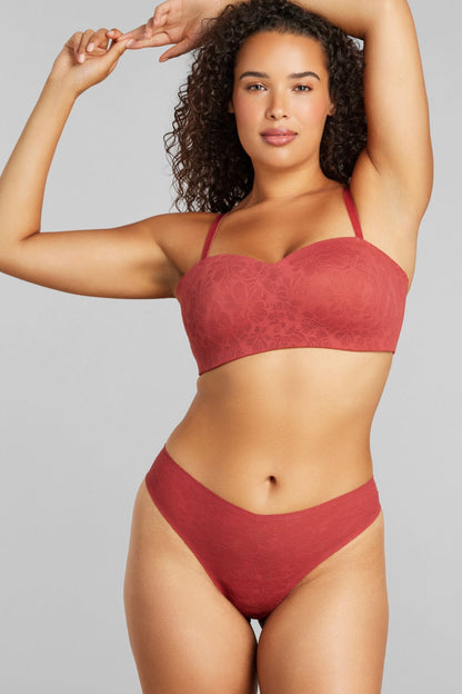 Soft Lace Balconette Foam Bra - SIELLA - Color: Rosewood Bois de rose