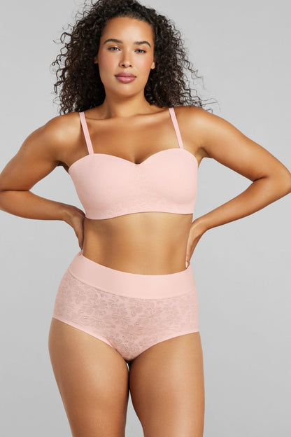 Soft Lace Boy Brief - SIELLA - Color: Barely Pink Rose délicat