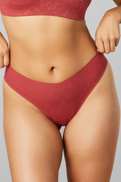 Soft Lace Thong - SIELLA - Color: Rosewood Bois de rose