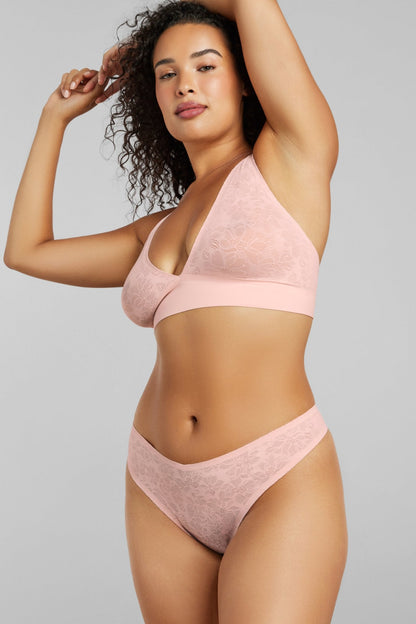 Soft Lace Thong - SIELLA - Color: Barely Pink Rose délicat