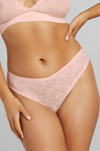 Soft Lace Thong - SIELLA - Color: Barely Pink Rose délicat