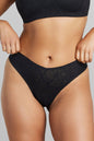 Soft Lace Thong - SIELLA - Color: Black Noir