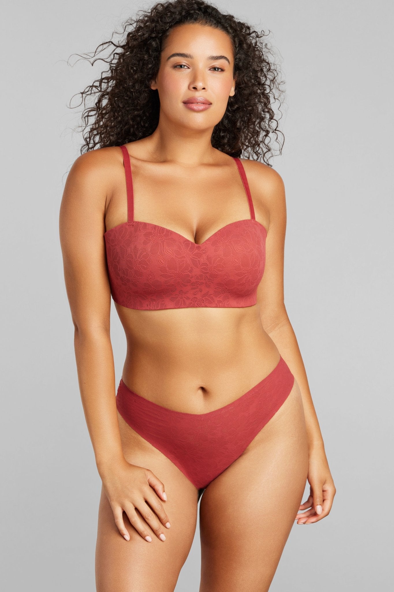 Soft Lace Thong - SIELLA - Color: Rosewood Bois de rose